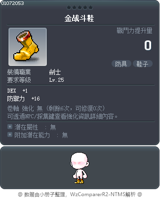 金战斗鞋 Tooltip
