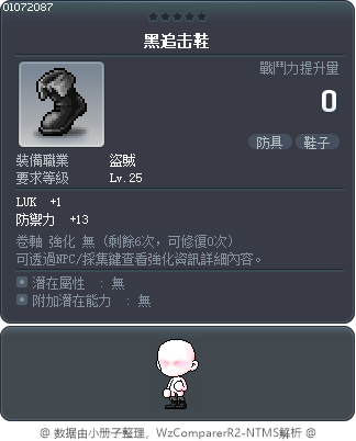 黑追击鞋 Tooltip