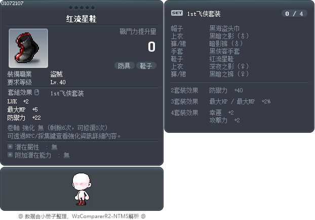 红流星鞋 Tooltip