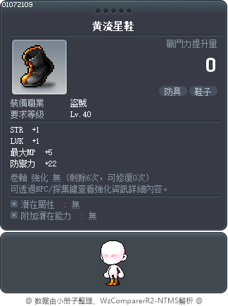 黄流星鞋 Tooltip