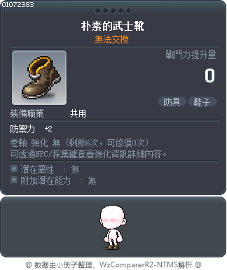 朴素的武士靴 Tooltip