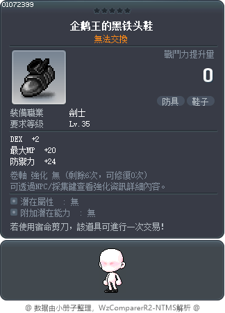 企鹅王的黑铁头鞋 Tooltip