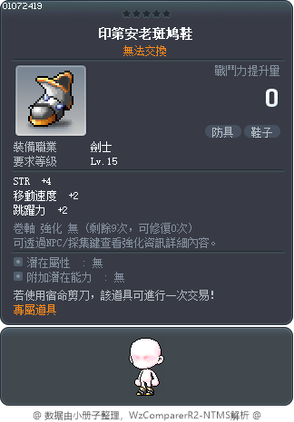 印第安老斑鸠鞋 Tooltip