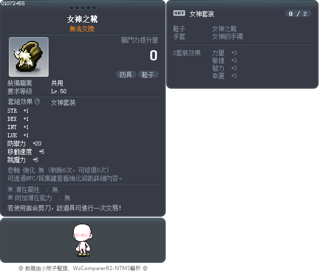 女神之靴 Tooltip