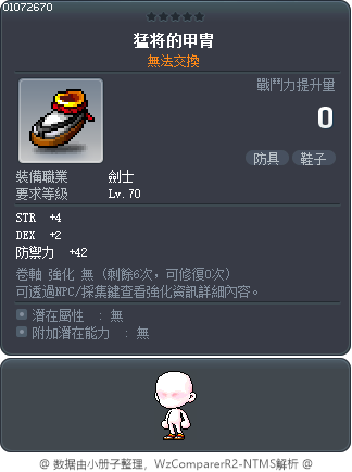 猛將的鞋子 Tooltip