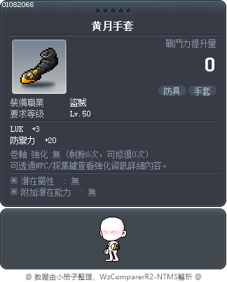 黄月手套 Tooltip