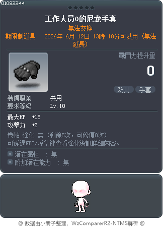 工作人员O的尼龙手套 Tooltip
