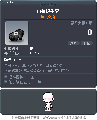 白纹短手套 Tooltip