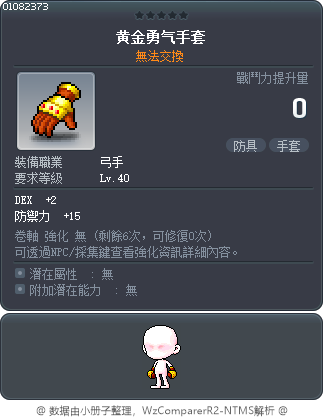 黄金勇气手套 Tooltip