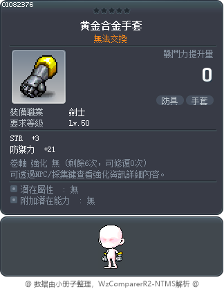 黄金合金手套 Tooltip