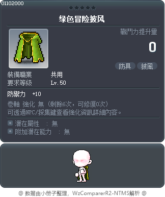 绿色冒险披风 Tooltip