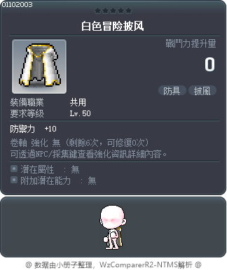 白色冒险披风 Tooltip