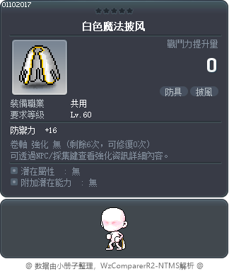 白色魔法披风 Tooltip