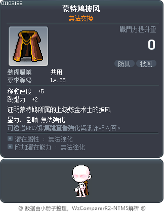蒙特鳩的披風 Tooltip