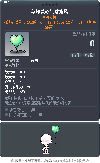 草绿爱心气球披风 Tooltip