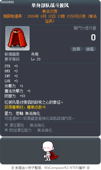 單身部隊戰鬥披風 Tooltip