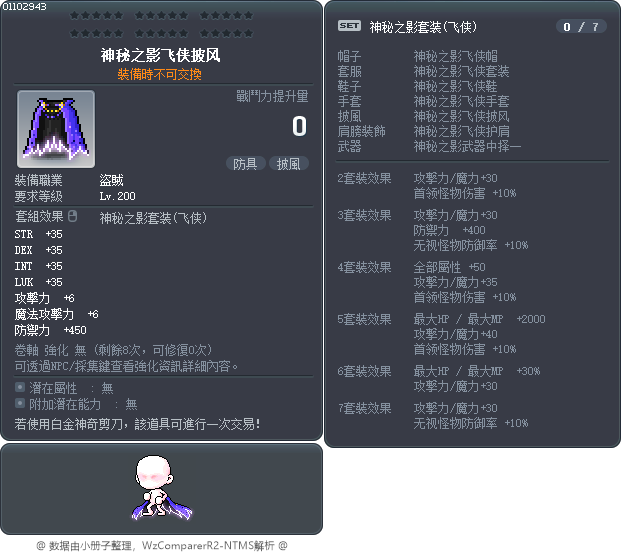 神秘之影飞侠披风 Tooltip