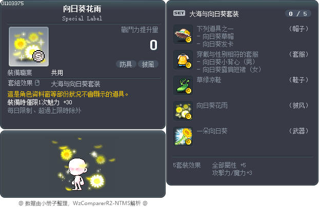 向日葵花雨 Tooltip