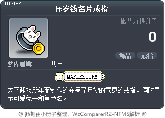 压岁钱名片戒指 Tooltip