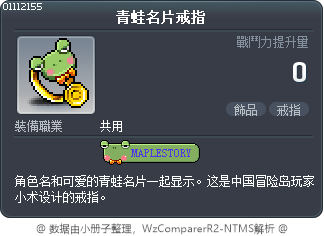 青蛙名片戒指 Tooltip