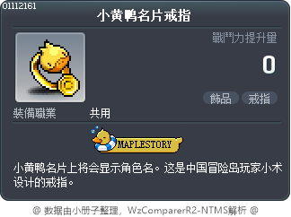 小黄鸭名片戒指 Tooltip