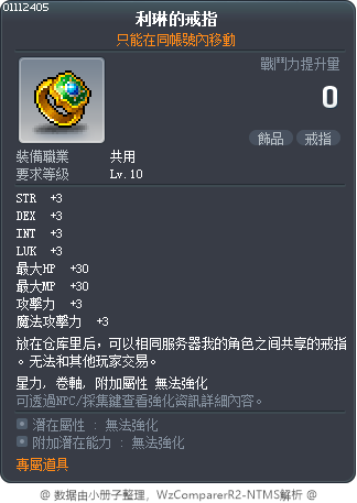 莉琳的戒指 Tooltip