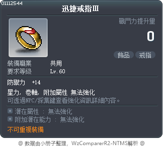 迅捷戒指Ⅲ Tooltip