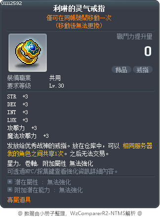 莉琳的奧拉戒指 Tooltip