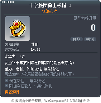 十字旅团勇士戒指 I Tooltip