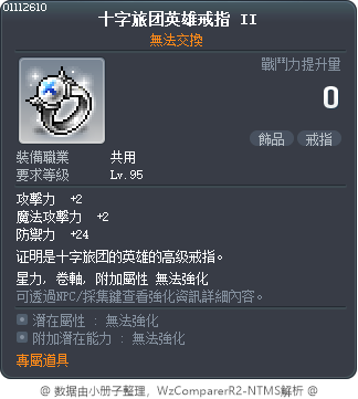 十字旅团英雄戒指 II Tooltip