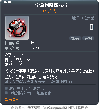 十字旅团降魔戒指 Tooltip