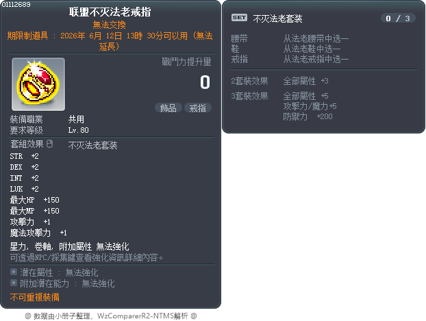 联盟不灭法老戒指 Tooltip