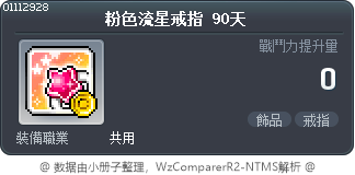 粉色流星戒指 90天 Tooltip