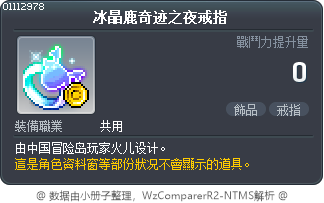 冰晶鹿奇迹之夜戒指 Tooltip