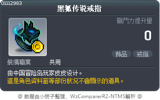 黑狐传说戒指 Tooltip