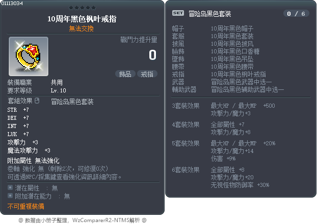 10周年黑色枫叶戒指 Tooltip