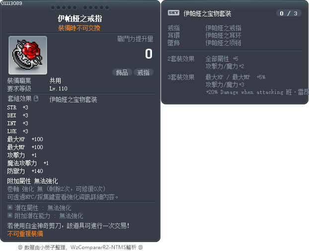 伊帕娅之戒指 Tooltip