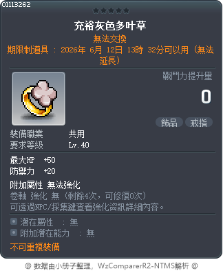 充裕灰色多叶草 Tooltip