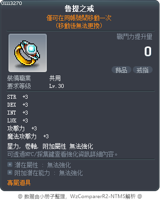 鲁提之戒 Tooltip