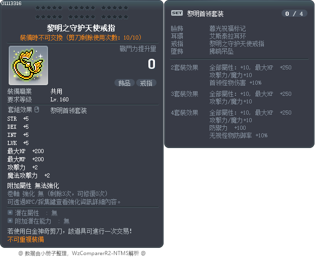 黎明之守护天使戒指 Tooltip