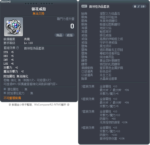 银花戒指 Tooltip