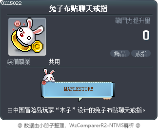 兔子布贴聊天戒指 Tooltip