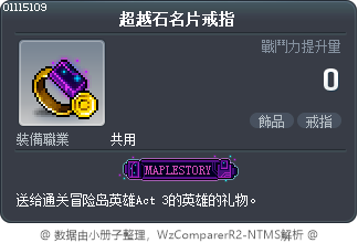 超越石名片戒指 Tooltip