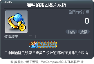 猫咪的线团名片戒指 Tooltip