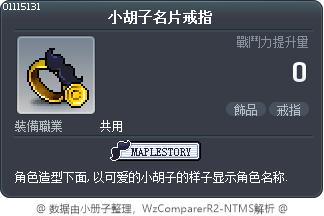小胡子名片戒指 Tooltip