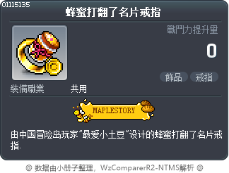 蜂蜜打翻了名片戒指 Tooltip