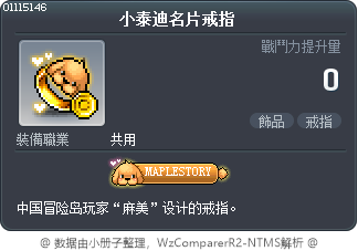 小泰迪名片戒指 Tooltip