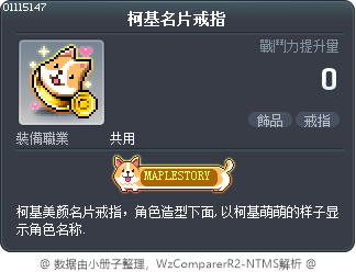 柯基名片戒指 Tooltip