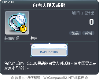 白雪人聊天戒指 Tooltip