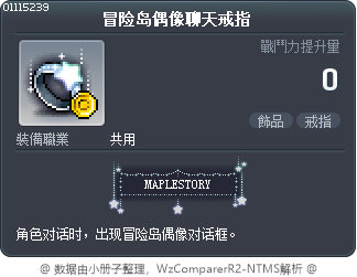 冒险岛偶像聊天戒指 Tooltip